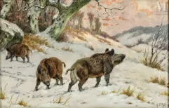 Georges Frédéric RÖTIG (1873-1961)-Les sangliers en forêt sous la neige-img1