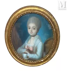 École française du XVIIIème siècle-Jeune femme à la tasse de chocolat-img1