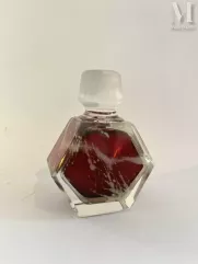 Louis LELOUP (1929)-Flacon en verre rose avec son capuchon-img1