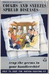 Coughs and Sneezes Spread Diseases Trap the germs by using your Handkerchief National Health*--img1