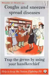 Coughs and Sneezes Spread Diseases Trap the germs by using your Handkerchief National Health*--img1