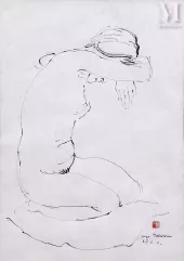 Serge DELAVEAU (1911-1999) - Ecole Française du XXème siècle-Femme nue agenouillée-img1