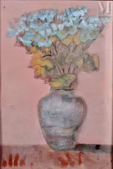 Vlad TIBERIU (né en 1958)-Bouquet de fleurs bleues dans un vase-img1