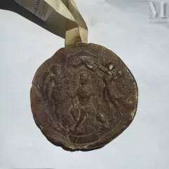 Empreinte du grand sceau du roi Louis XV en cire brune,-Grand sceau en cire-img1