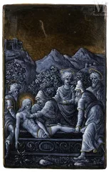 LIMOGES, probablement XVIIe siècle, reprenant une composition de Jean III Pénicaud-La Déposition ou La Mise au Tombeau-img1