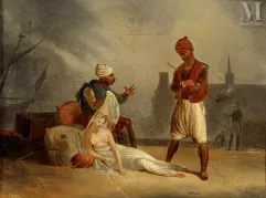 Ecole FRANCAISE du XIXème, d'après Horace VERNET (1789-1863)-"Marchands orientaux sur un quai" ou "La vente d'Esclaves"-img1