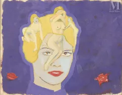 Ecole SURREALISTE du XXe siècle-Portrait de Pin up en transparence-img1