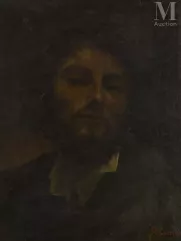 Ecole FRANCAISE du XIXe siècle d'après Gustave COURBET-Autoportrait à la pipe-img1