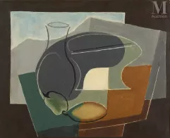 Ecole FRANCAISE du XXe siècle d'après  Juan Gris-Compotier et carafe-img1