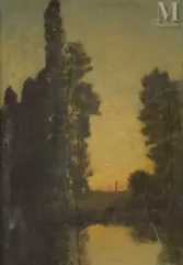 Attribué à Auguste ANASTASI (1820-1889)-Soleil couchant (Briare)-img1