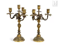 Paire de candélabres signés Ferdinand BARBEDIENNE (1810-1892)--img1