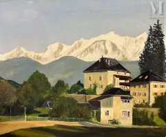 Ecole MODERNE du XXème siècle - Gérard DELPUECH (1933-2005)-Paysage enneigé en Vallée Suisse (?)-img1