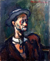 Madeleine FLASCHNER (1933-2022)-Le clown, portrait d'homme-img1