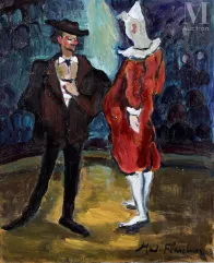 Madeleine FLASCHNER (1933-2022)-Les deux clowns au Cirque-img1