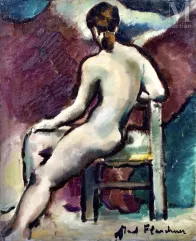 Madeleine FLASCHNER (1933-2022)-Femme nue à la chaise-img1