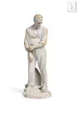 D’après Aimé Jules DALOU (Paris 1838 - Paris 1902) &amp; Manufacture Nationale de SEVRES-Paysan retroussant ses manches-img1