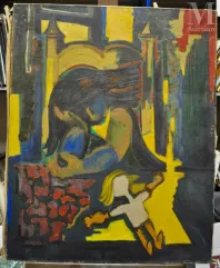 Antoine DE ROUX  (1901- 1986)-Fillette assise à la poupée-img1