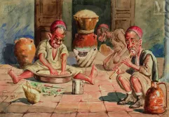 Salomon ASSUS (1850-1919)-Préparation du couscous, 1889-img1