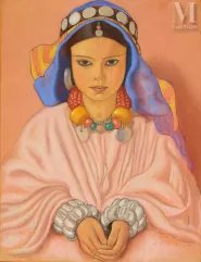 René MARTIN (1891-1977)-Portrait de femme au bijoux berbères-img1