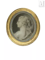 École française du XVIIIème siècle-Portrait de femme à vue ovale-img1