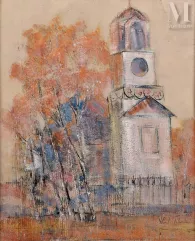 Vlad TIBERIU (né en 1958)-L'église au coeur du village-img1