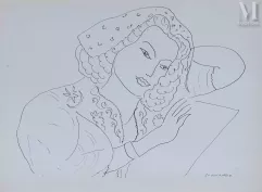 Henri MATISSE (1869-1964) Estampe-"Femme pensive"-img1