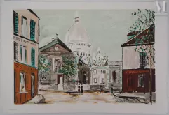 Maurice UTRILLO (1883-1955) (d'après)  Lithographie-Eglise Saint-Pierre, Place du Tertre à Montmartre-img1