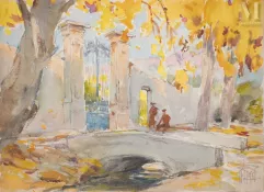 René LEVERD (1872-1938)
Aquarelle-L'entrée sous les arbres-img1