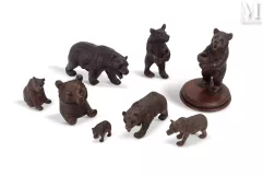 Ensemble de 7 ours en bois--img1