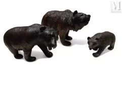 Ensemble de trois ours en bois--img1