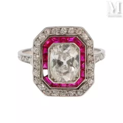 Bague diamants rubis--img1